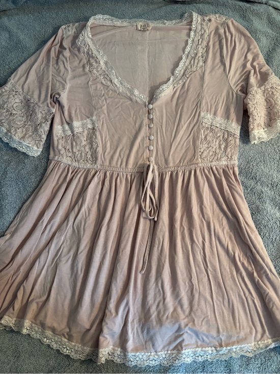 POL Tops - POL Women’s Flowy Top Blouse Lace Small Pink Sweetheart Fairy